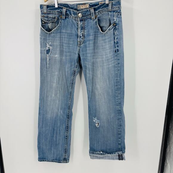 Mek Denim Jeans 38x32 Men’s Blue Salvage Oaxaca Button Fly - Picture 3 of 12